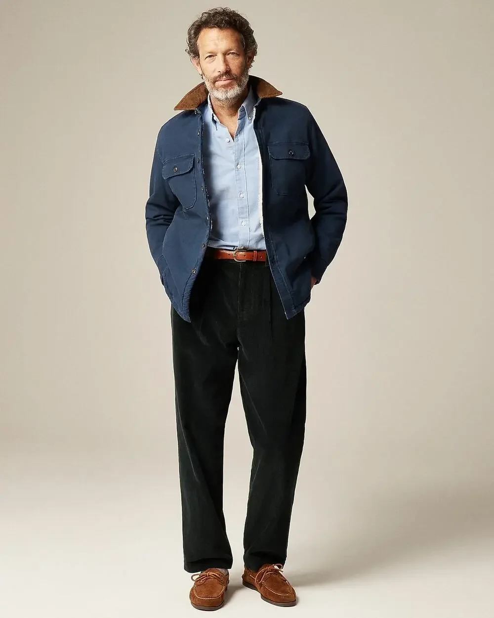 J. Crew Men's Sherpa-Lined Duck Canvas Shirt-Jacket Twilight Blue Size L NWT
